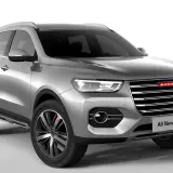 Srebrny SUV Haval H6 z czerwonym logo. Nowoczesny design, eleganckie linie i sportowe felgi.
