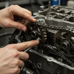 Mechanik precyzyjnie montuje łańcuch rozrządu. Sprawdź, jaka jest wymiana rozrządu cena i zadbaj o swój silnik.