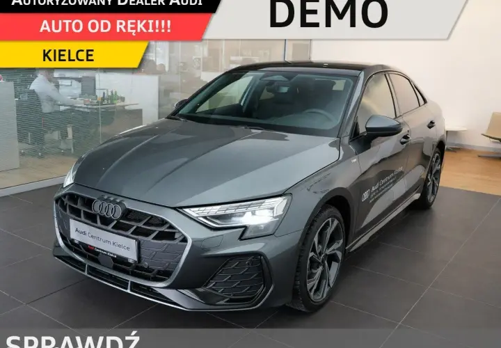 Szary Audi A3 w wersji DEMO, dostępny od ręki w Kielcach. Sprawdź atrakcyjną audi a3 cena!