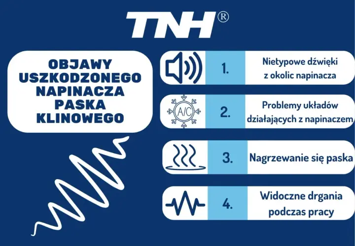 Objawy uszkodzonego napinacza paska klinowego: nietypowe dźwięki, problemy z układami, nagrzewanie się paska, drgania. Czas na wymianę paska klinowego!