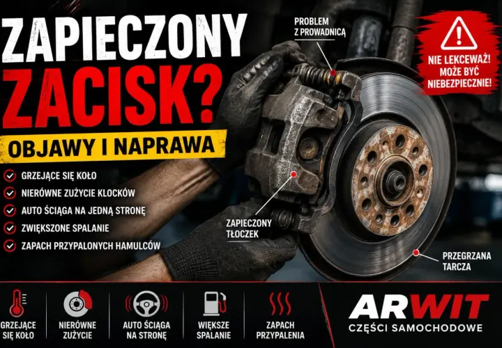 Zapieczony tłoczek hamulcowy, objawy i naprawa. Problem z prowadnicą zacisku może być niebezpieczny.