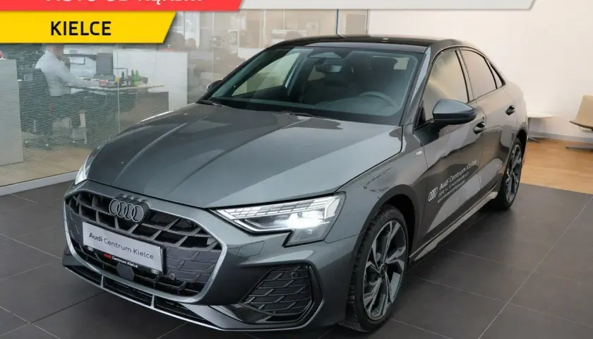 Szary Audi A3 w wersji DEMO, dostępny od ręki w Kielcach. Sprawdź atrakcyjną audi a3 cena!
