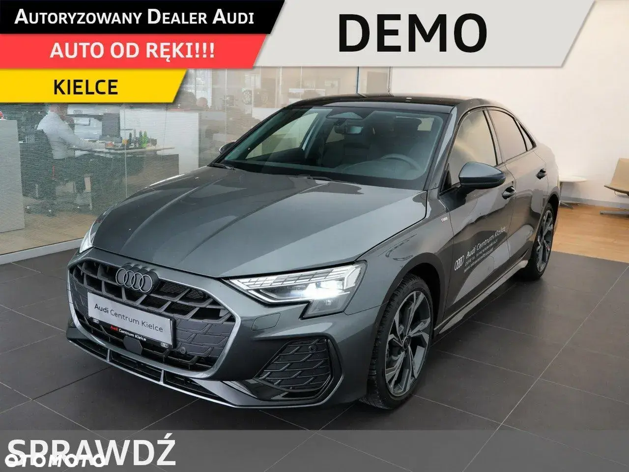Szary Audi A3 w wersji DEMO, dostępny od ręki w Kielcach. Sprawdź atrakcyjną audi a3 cena!
