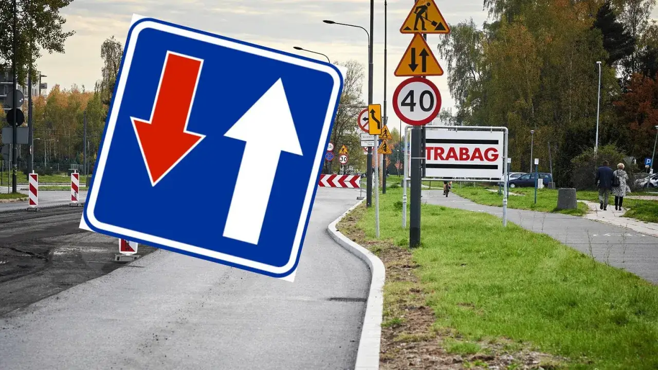 Znak D5 informuje o ruchu jednokierunkowym. Strzałka w górę oznacza kierunek jazdy, a czerwona w dół - zakaz wjazdu.