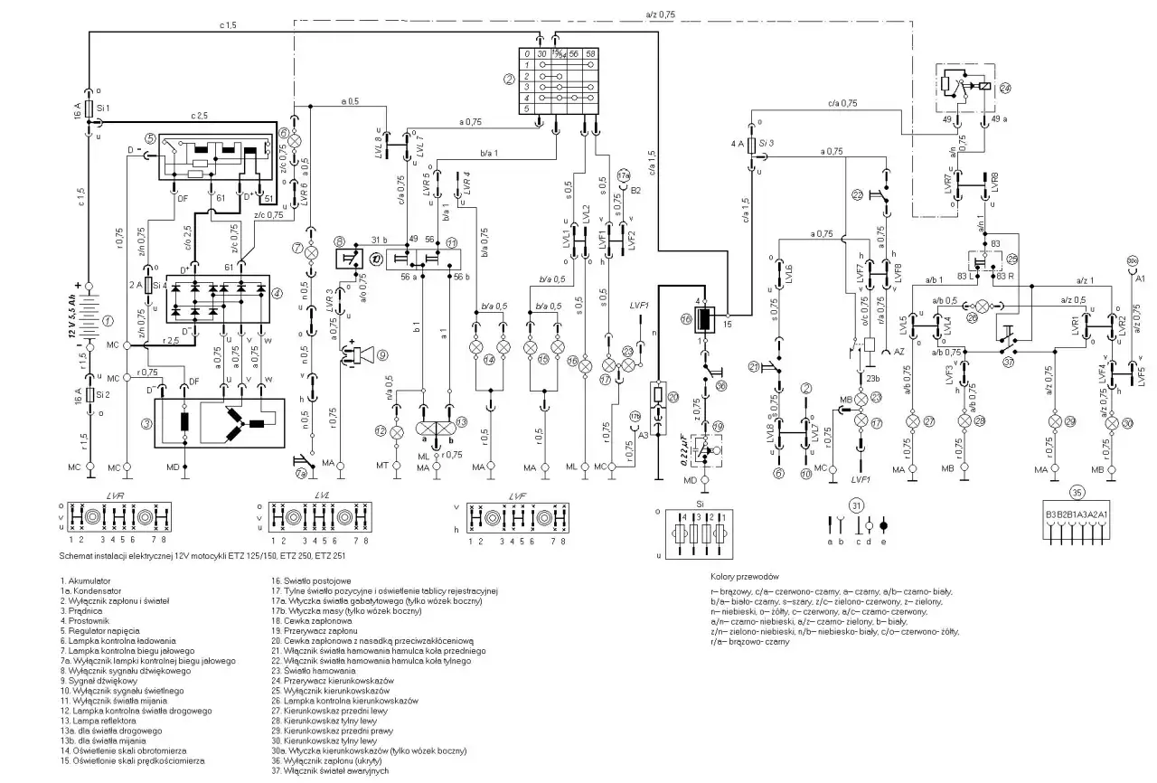 Schemat elektryczny motocykla Yamaha FZ6.